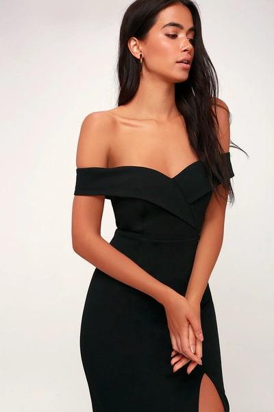 Lulus Classic Glam Black Off-the-shoulder Bodycon Dress