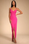 Lulus Sweetest Admirer Magenta Ruched Surplice Maxi Dress In Magenta