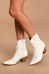 Matisse Bambi White Crocodile Embossed Mid-calf High Heel Boots In White