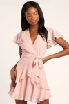 Lulus Sweet Like You Blush Ruffled Mini Dress In Pink