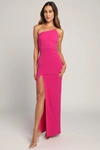 Lulus Keeper Of My Heart Magenta One-shoulder Maxi Dress In Magenta