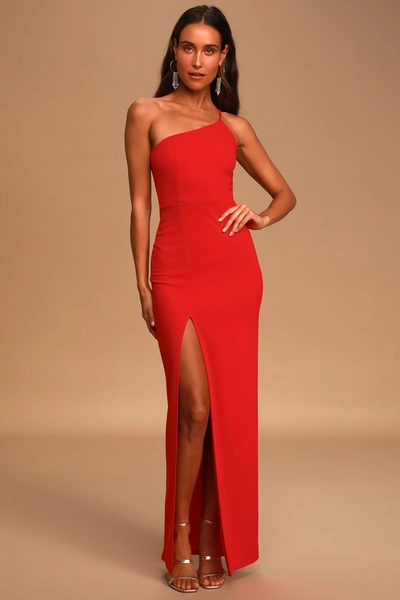 Lulus Keeper Of My Heart Red One-shoulder Maxi Dress