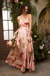 Lulus Still The One Blush Pink Floral Print Satin Maxi Dress In Blush Pink