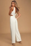 Lulus Moments To Remember White Sleeveless Wide-leg Cutout Jumpsuit In White