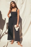 Lulus Social Calendar Black Ribbed Knit Wide Leg Jumpsuit In Black