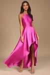 Lulus Broadway Show Magenta High-low Maxi Dress In Magenta