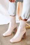 Lulus Naynee Bone Square Toe Mid-calf High Heel Boots In White