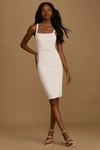 Lulus Guessing Game White Bodycon Midi Dress In White