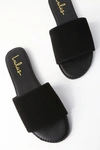 Lulus Addison Black Nubuck Slide Sandal Heels In Black