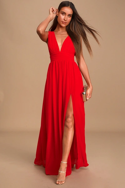 Lulus Heavenly Hues Red Maxi Dress