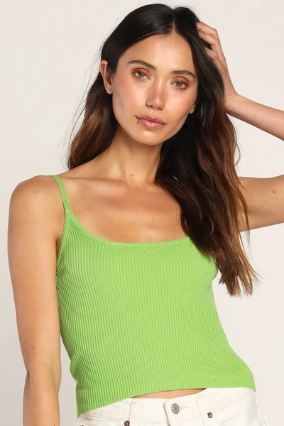 Lulus Never Forgotten Lime Green Ribbed Knit Cami Sweater Tank