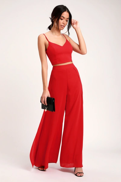 Lulus Out Tonight Red Two-piece Jumpsuit