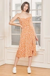 Lulus Party In Paris Light Orange Print Tie-strap Midi Dress In Orange