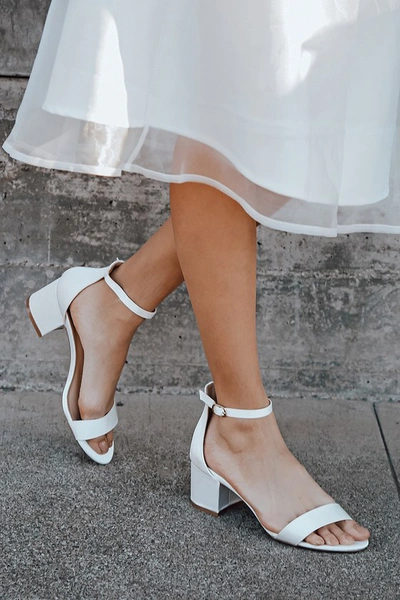 Lulus Harper Ivory Satin Ankle Strap Heels