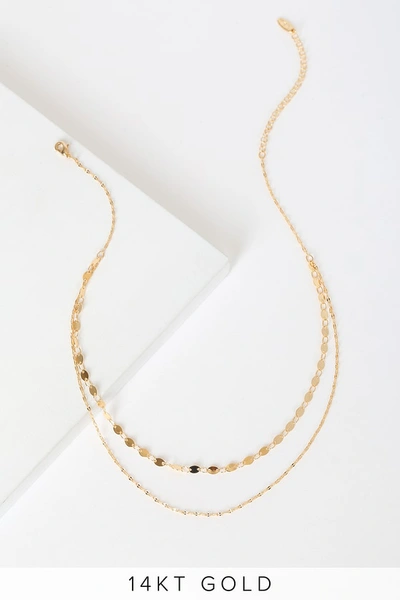 Lulus Always Gleaming 14kt Gold Layered Choker Necklace