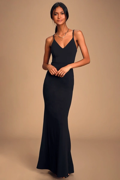 Lulus Moments Of Bliss Black Backless Mermaid Maxi Dress