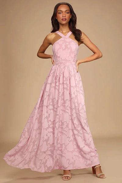 Lulus Love And Beyond Mauve Pink Burnout Floral Maxi Dress