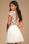 Lulus Romantic Tendencies White Lace Embroidered Short Sleeve Romper In White