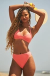 Lulus Set For Vacay Coral High Waisted Bikini Bottoms In Coral