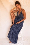 Lulus Vacay Babe Navy Blue Striped Halter Maxi Dress In Navy Blue