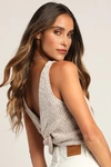 Lulus Let's Get Away Purple Multi Knit Twist Back Tank Top In Purple