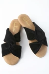 LULUS SANTANA BLACK SUEDE SLIDE SANDALS