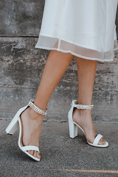 Lulus Mylan White Ankle Strap Heels