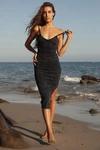 Lulus Basic Bae Washed Black Ribbed Bodycon Midi Dress In Black