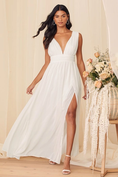 Lulus Heavenly Hues White Maxi Dress