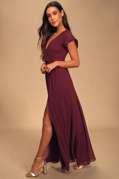 Lulus Lost In The Moment Burgundy Maxi Dress
