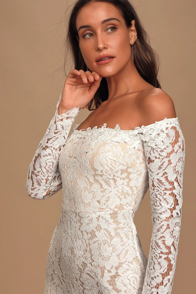 Lulus Romance Dreamer White Lace Off-the-shoulder Maxi Dress