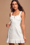 LULUS DAYS LIKE THIS IVORY SLEEVELESS RUFFLED MINI DRESS