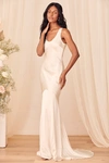 Lulus Love All Of Me Champagne Satin Maxi Dress In Champagne