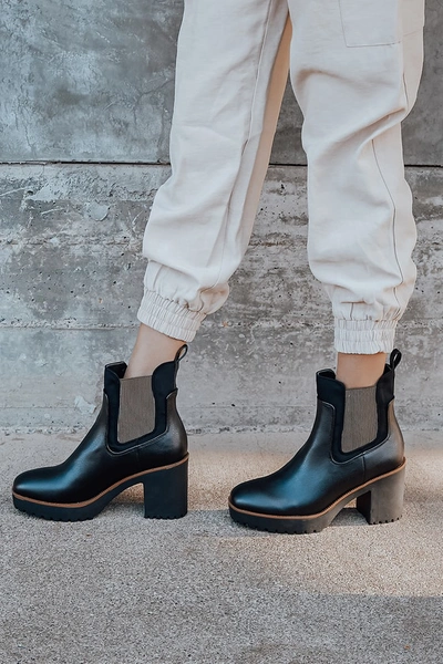 Chinese Laundry Good Day Black Platform Ankle High Heel Boots