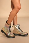 Dr. Martens 1460 Sand Rainbow Ray Multi Leather 8-eye High Heel Boots In Sand