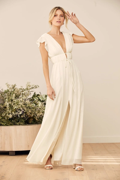 Lulus I'm All Yours Cream Ruffled Maxi Dress In White