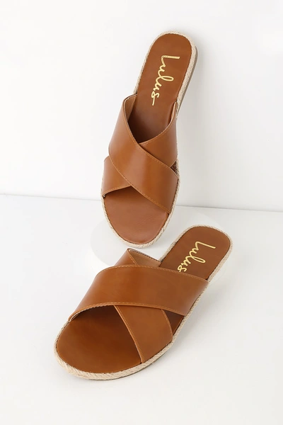 Lulus Koren Tan Espadrille Slide Sandal Heels