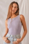 Lulus Closer To You Lavender Ribbed Bodysuit In Purple