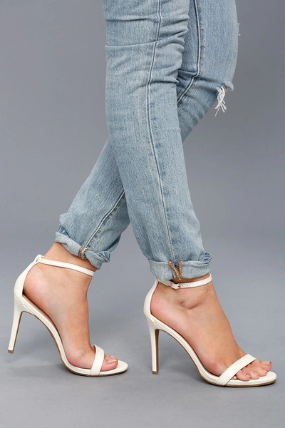 Lulus Loveliness White Ankle Strap Heels