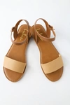 Lulus Hearts And Hashtags Natural Flat Sandal Heels In Beige