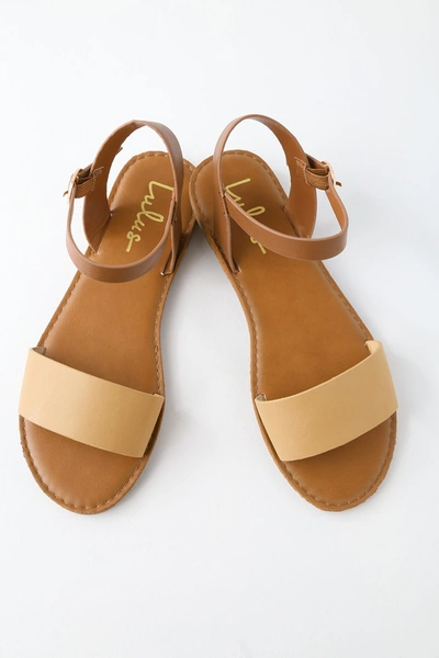 Lulus Hearts And Hashtags Natural Flat Sandal Heels In Beige