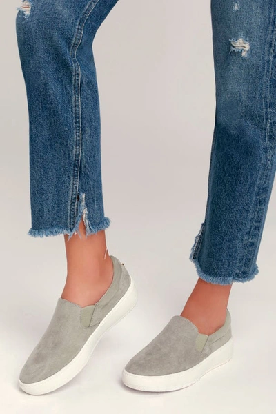 Lulus Dylann Grey Suede Slip-on Flatform Sneakers