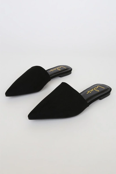 Lulus Lorena Black Suede Pointed Toe Slides