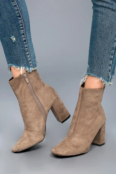 Lulus My Generation Taupe Suede High Heel Mid-calf Boots In Grey