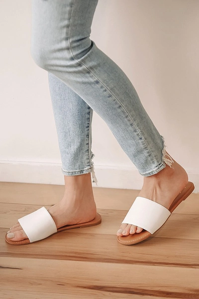 Lulus Addison White Slide Sandal Heels