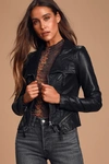 Lulus Up On A Tuesday Black Vegan Leather Jacket In Black