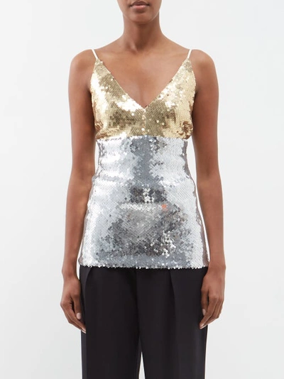 Victoria Beckham Women's Two-tone Sequined Cami Top In Gold