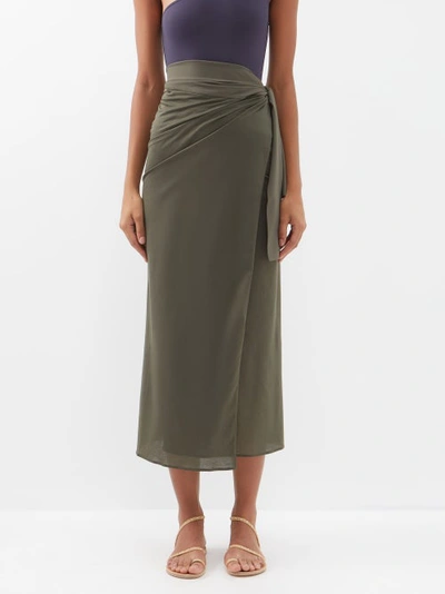 Eres Peplum 2 Wrap Sarong In Olive Noire