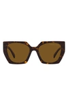 Prada 54mm Polarized Irregular Sunglasses In Tortoise_dark_brown_polar