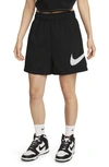 Nike Women's  Sportswear Essential High-rise Woven Shorts In Black/ White